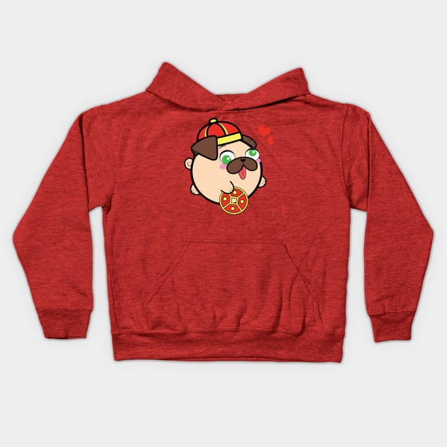 Doopy the Pug Puppy - Chinese New Year Kids Hoodie by Poopy_And_Doopy